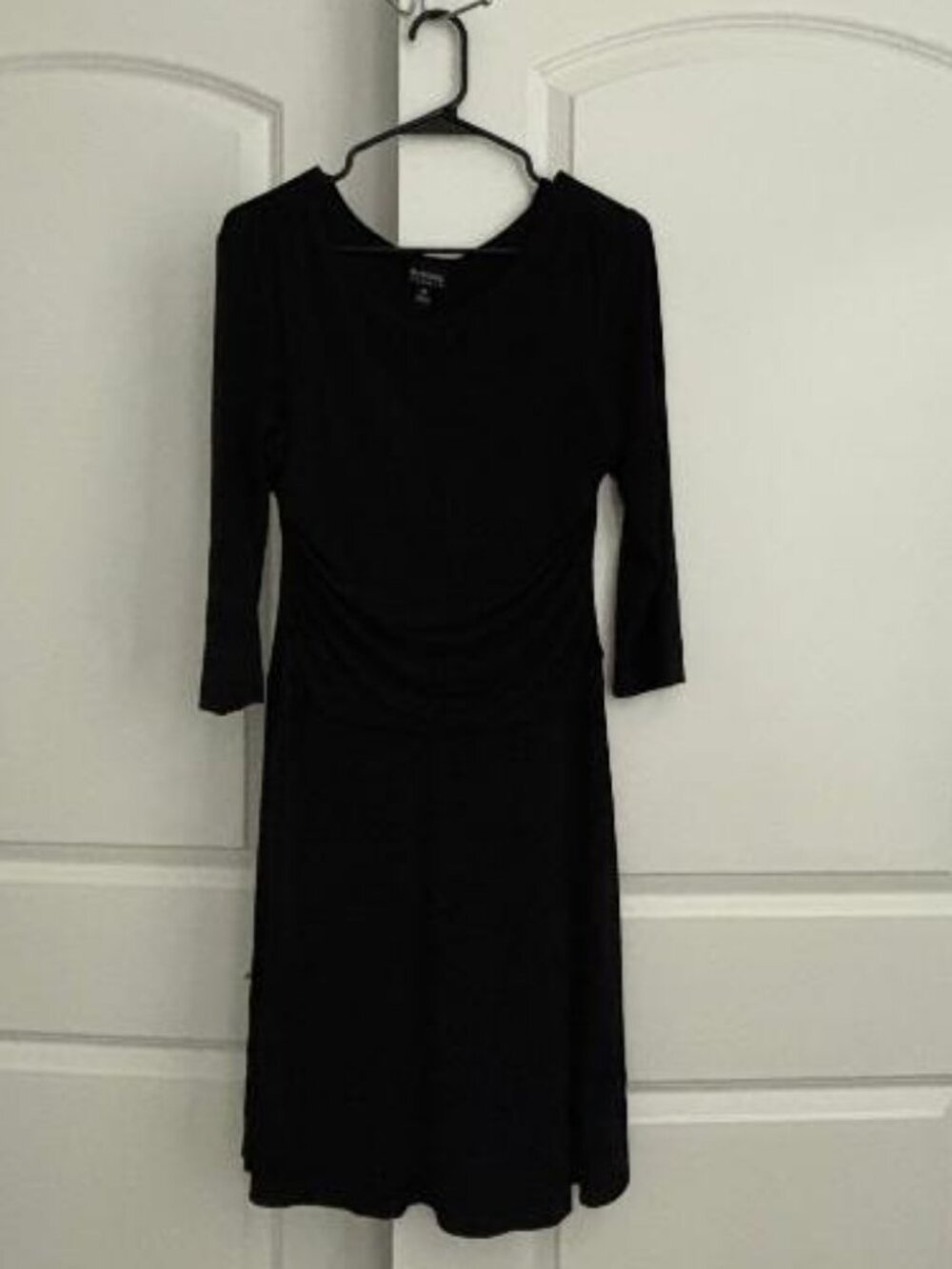Enfocus Studio Black Ruched Waist ¾”sleeves Dress Sz 10